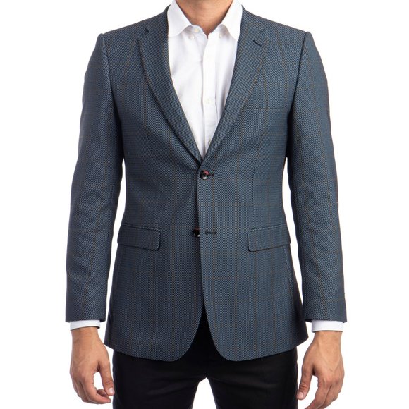 Plaid Nail Head mens Blazer Jackey, Dark Bluish Grey